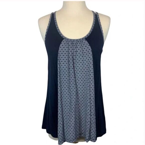 Cabi Navy Blue Pattern Crisscross Tank Blouse #5202 - Picture 2 of 12